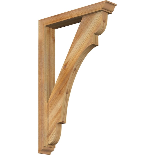 Ekena Millwork Olympic Traditional Rough Sawn Bracket w/ Offset Brace, Western Red Cedar, 4"W x 22"D x 34"H BKT0402X22X34OLY01RWR - main